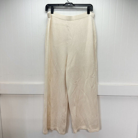 St John Pants Womens 14 Santana Knit Wide Crop Beige Wool Blend Pull On Minimal