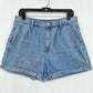 American Eagle Shorts 12 Mom High Rise Denim Blue Jean Cuffed Short Light Wash