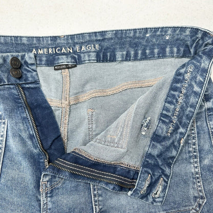 American Eagle Jeans 20 Curvy Super Hi Rise Flare Next Level Blue Denim Boho