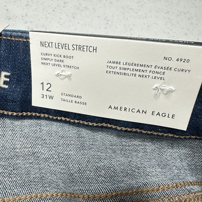 American Eagle Jeans 12 Curvy Lowrise Kick Bootcut Next Level Blue Denim NEW
