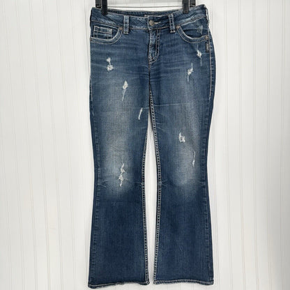 Silver Jeans Womens 30 Suki Boot Surplus Blue Bootcut Denim Western Gold Sequins