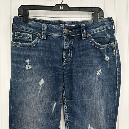 Silver Jeans Womens 30 Suki Boot Surplus Blue Bootcut Denim Western Gold Sequins