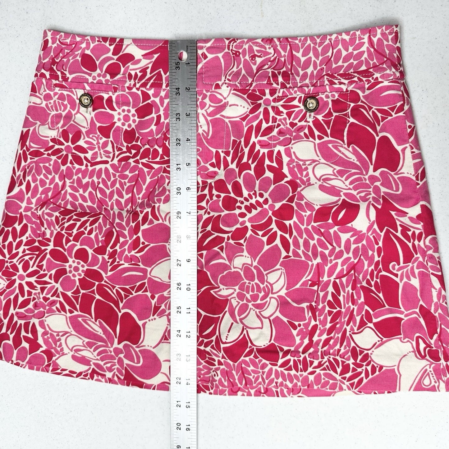 Lilly Pulitzer Skirt Womens 0 Corduroy Pink Floral Coastal Golf Barbie Beach