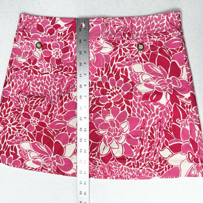 Lilly Pulitzer Skirt Womens 0 Corduroy Pink Floral Coastal Golf Barbie Beach