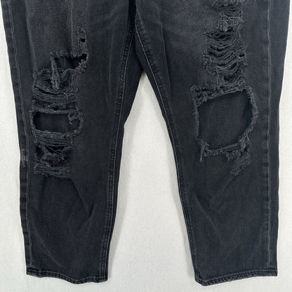 American Eagle Jeans Womens 14 Short Mom High Rise Faded Black Denim Distressed