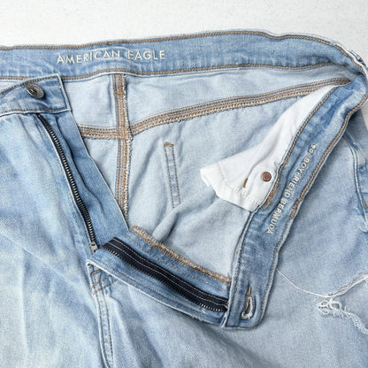 American Eagle Shorts 20 90s Boyfriend Bermuda Blue Denim Distressed Grunge