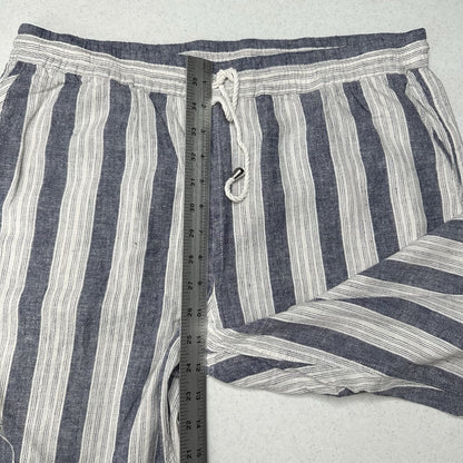 Rails Pants Womens Large Agnes Linen Blend Ankle White Blue Stripes Coastal EUC