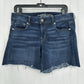 American Eagle Shorts Womens 14 Midi Blue Jean Denim Super Stretch Distress Fray