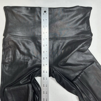 Spanx Leggings Womens Large Petite Faux Leather Black Pull On Pants Slimming EUC