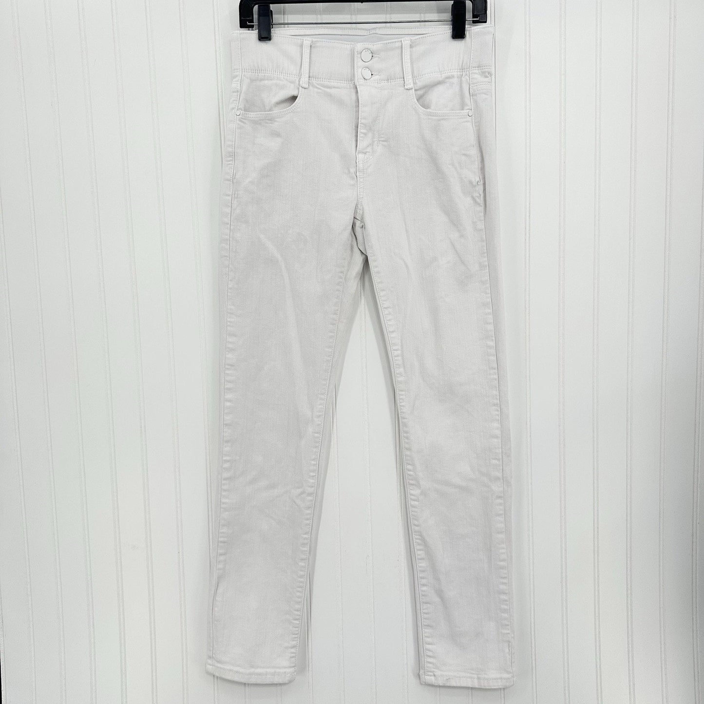 Apt 9 Jeans Womens 8 Straight Tummy Control White Stretch Denim Comfort *Stain