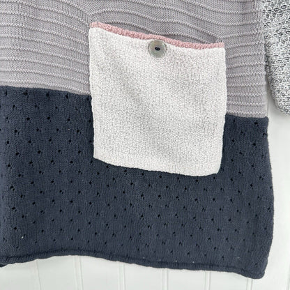 Margaret Winters Sweater Womens Medium Knit Cotton Pocket Mixed Media Boho