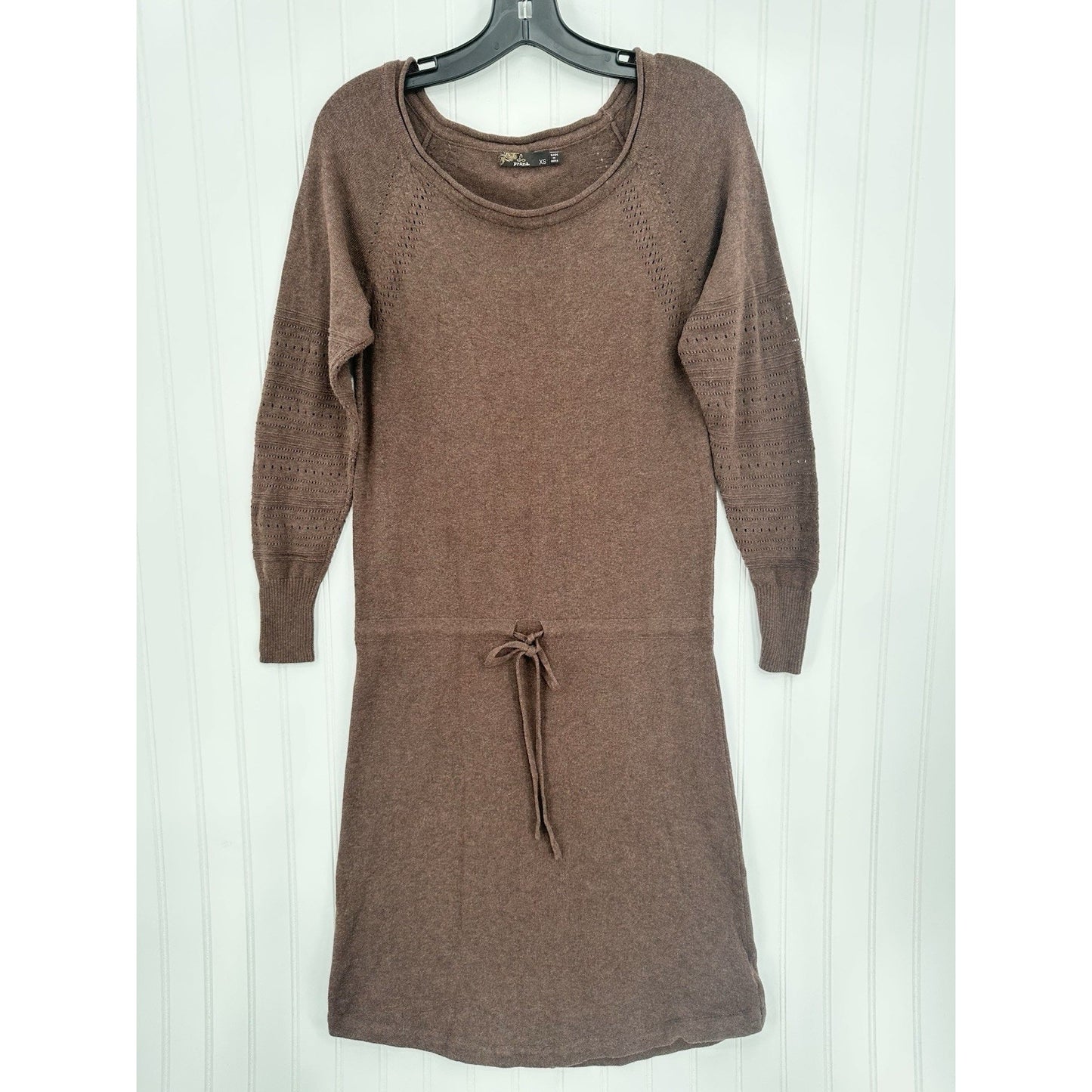 Prana Dress Women XS Leigh Sweater Dress Brown Organic Cotton Lightweight Casual