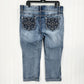 Apt 9 Jeans Womens 18 Capri Tummy Control Blue Cuffed Denim Bling Embroidered
