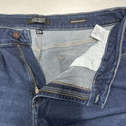 Judy Blue Jeans Womens 22W Cropped Straight Blue Denim Dark Fray Split Hem EUC
