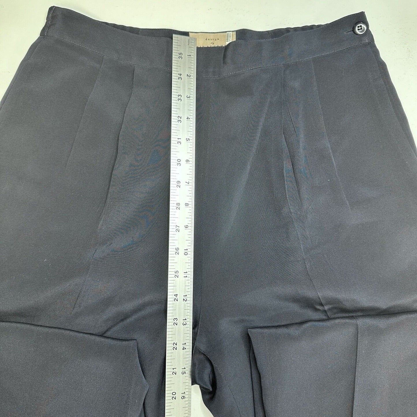 Vintage Silk Pants Womens 10 Navy Blue Design By Pat Argenti Contemporary