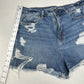 American Eagle Shorts Womens 10 Mom High Rise Blue Jean Denim Distressed Grunge