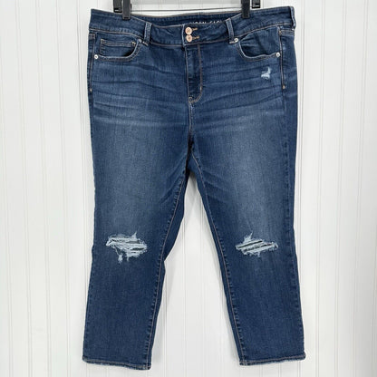 American Eagle Jeans Womens 20 Artist Crop Super Stretch Blue Denim Distress EUC