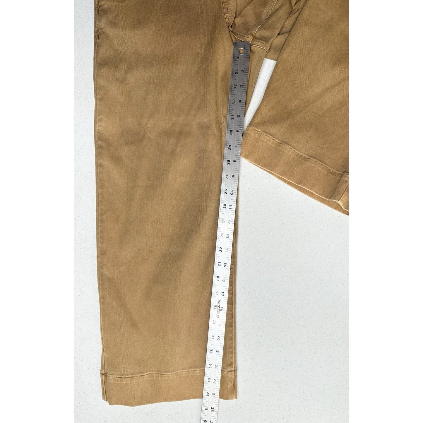 Spanx Pants Womens Large Stretch Twill Cropped Wide Leg High Rise Brown Jeans