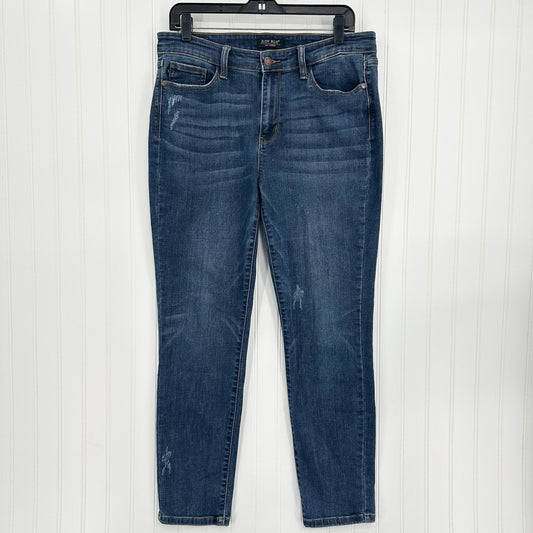 Judy Blue Jeans Womens 13 31 Relaxed Fit Blue Stretch Denim Dark Wash Distressed