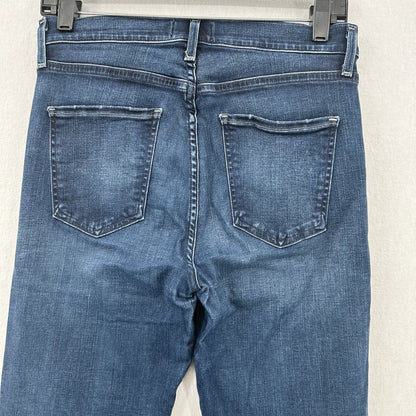 AGOLDE Jeans Womens 28 Sophie Crop Blue Denim Dark Wash Skinny Raw Hem Fray