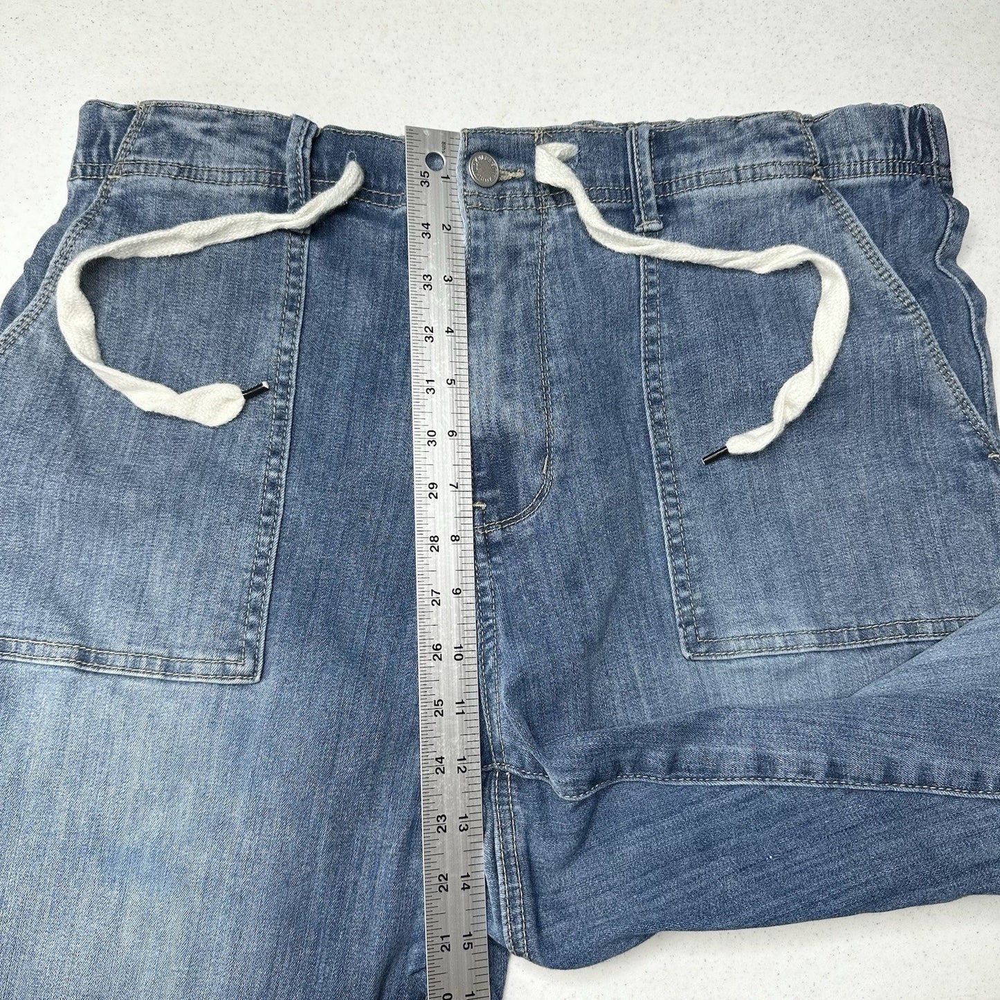 Judy Blue Jeans Womens 14W High Waist Jogger Blue Stretch Denim Elastic Waist