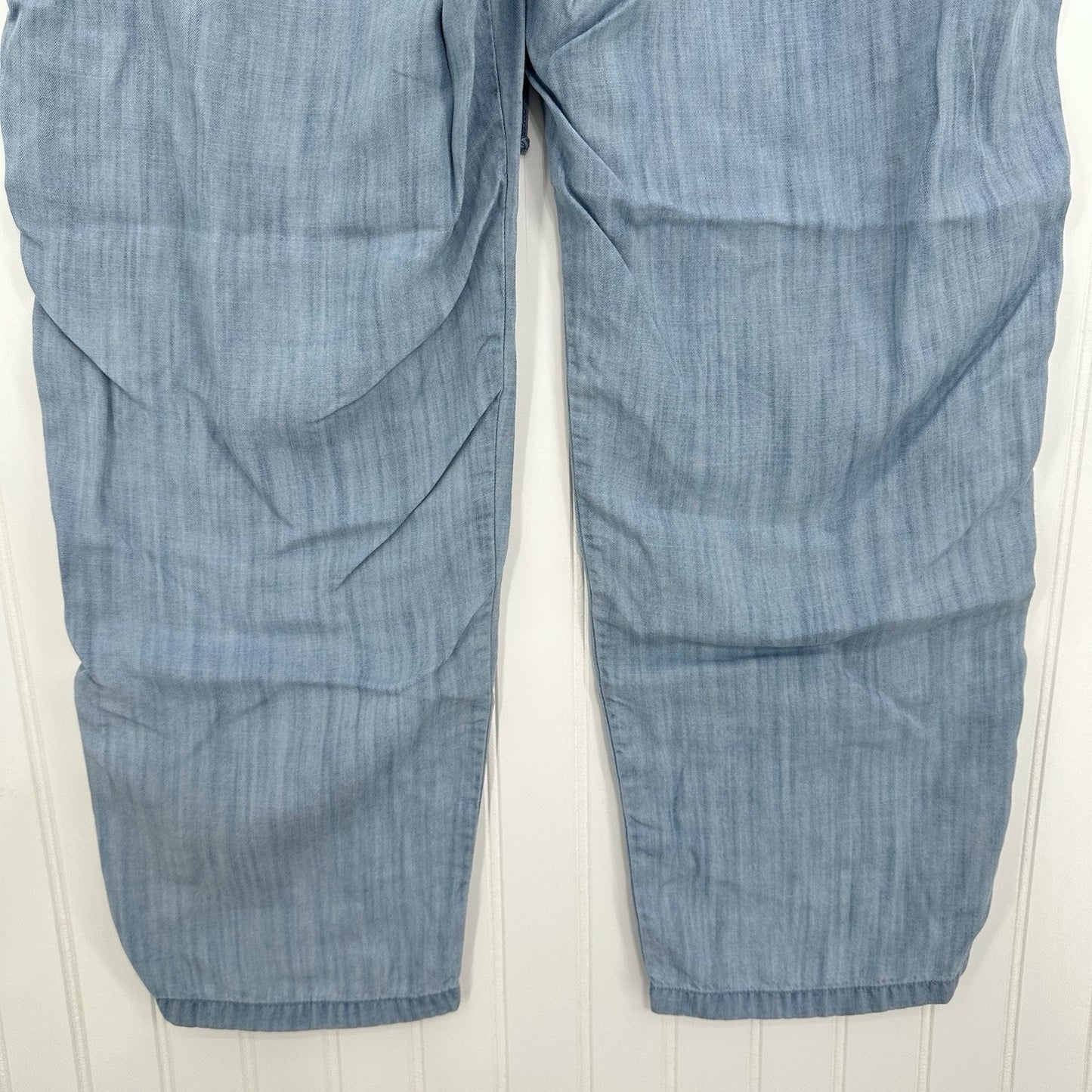 Cloth Stone Pants Medium Chambray Lyocell Tencel Ankle Crop Blue Roll Up Coastal