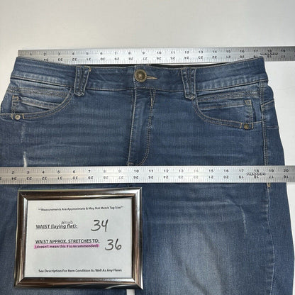 Democracy Jeans Women 12 Straight Boyfriend Ab Solution Blue Stretch Denim *Spot