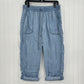 Cloth Stone Pants Medium Chambray Lyocell Tencel Ankle Crop Blue Roll Up Coastal