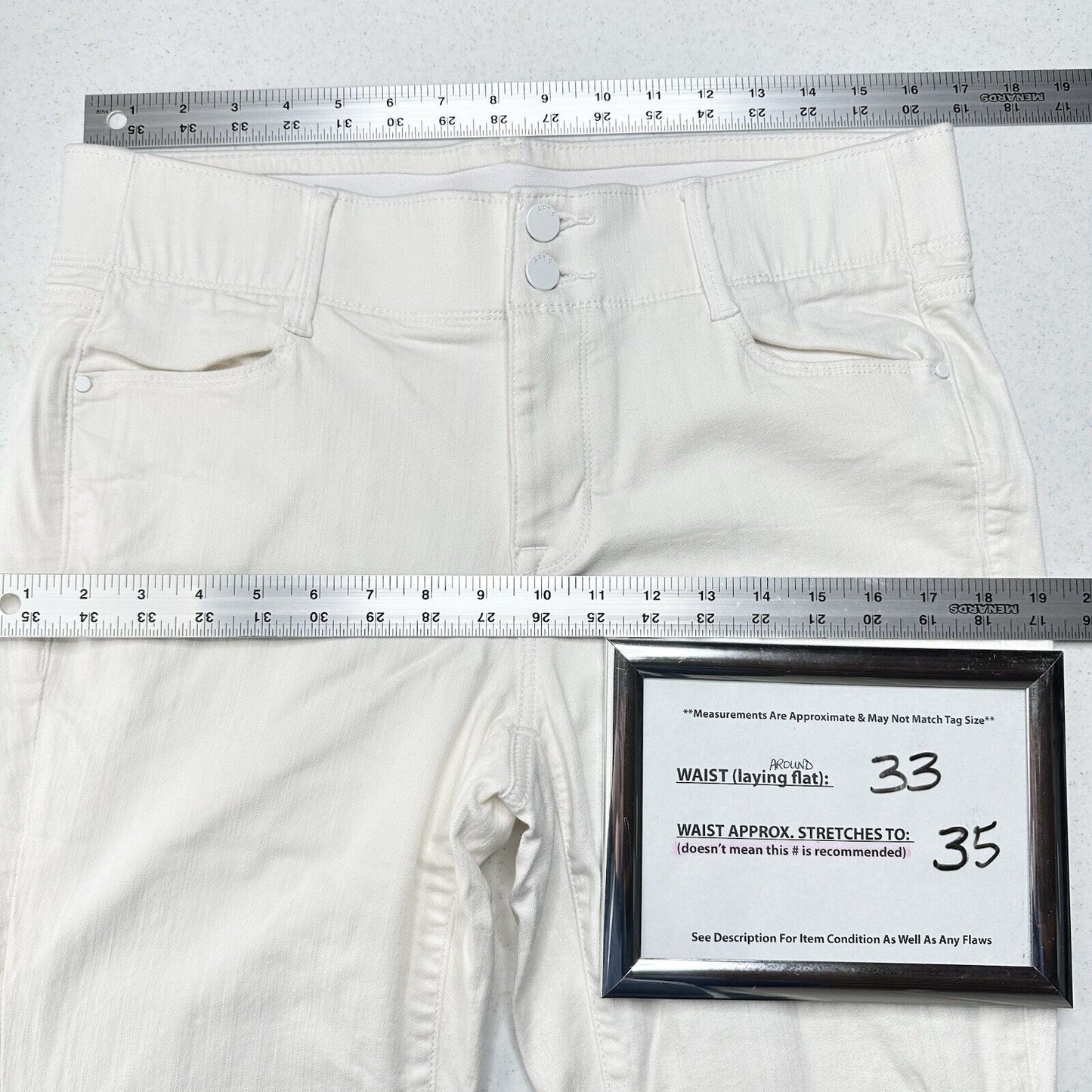 Apt 9 Jeans Womens 12 Bootcut Tummy Control White Stretch Denim Comfort Preppy