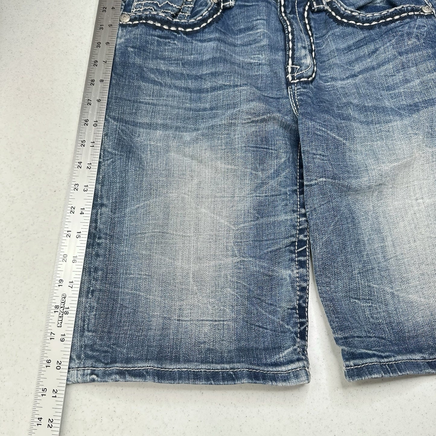 Miss Me Shorts Womens 28 Boyfriend Bermuda Blue Jean Denim Y2K Western Modest