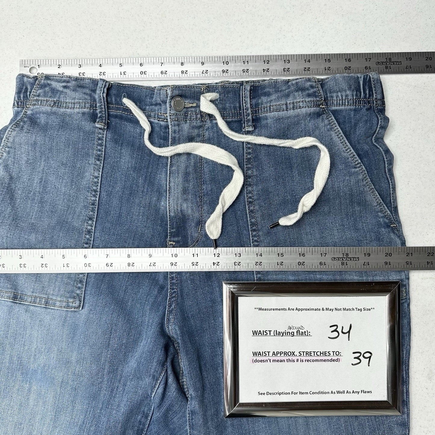Judy Blue Jeans Womens 14W High Waist Jogger Blue Stretch Denim Elastic Waist