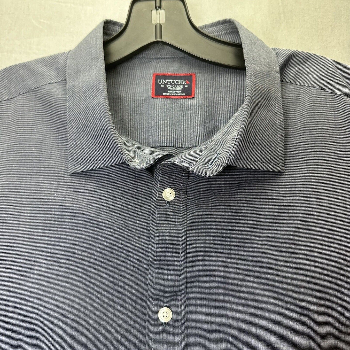 Untuckit Shirt Mens XXL Blue Button Up Wrinkle Free Long Sleeve Cotton Preppy
