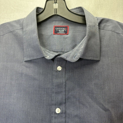 Untuckit Shirt Mens XXL Blue Button Up Wrinkle Free Long Sleeve Cotton Preppy