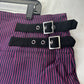 Dolls Kill Current Mood Skirt 2X Pink Blue Stripe Mini Pleated Buckles Goth NEW