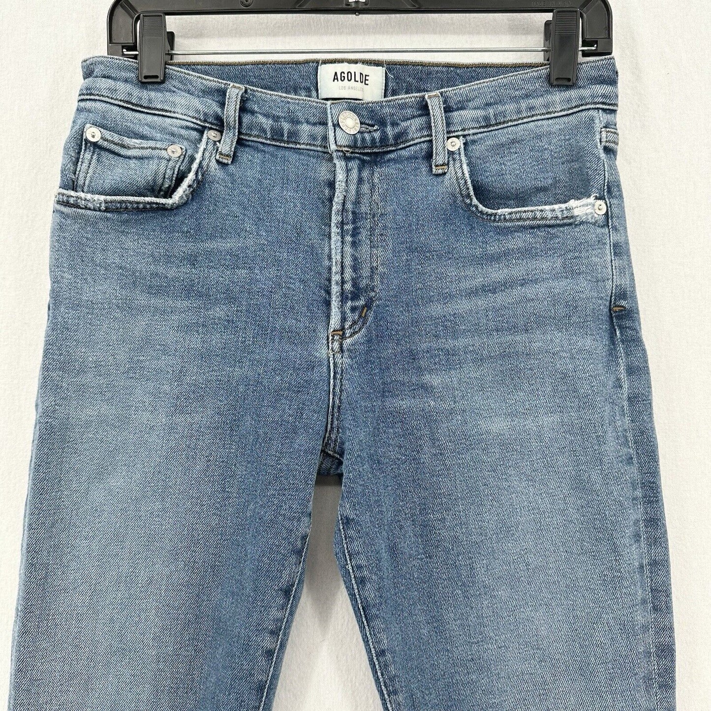 AGOLDE Jeans Women 28 Toni Midrise Skinny Blue Stretch Denim Distress Light Wash
