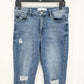 Kancan Jeans Womens 9 28 High Rise Flare Blue Denim Distressed Festival Cowboy