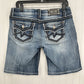 Miss Me Shorts Women 28 Easy Bermuda Blue Jean Denim Long Distress Y2K Western