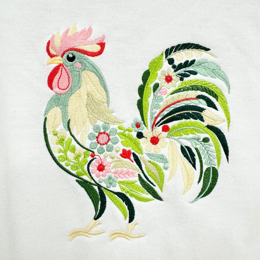 Chicken HOODIE Embroidered Floral Rooster Adult Unisex Hooded Sweatshirt Farm Animal