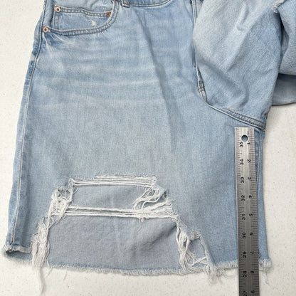 American Eagle Shorts 20 90s Boyfriend Bermuda Blue Denim Distressed Grunge