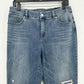 Chicos Jeans 1 US 8 So Slimming Girlfriend Ankle Stretch Blue Denim Distress NEW