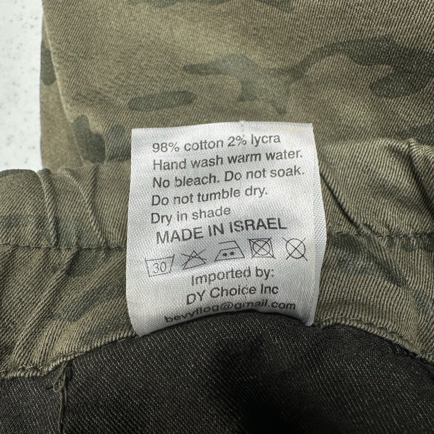 Bevy Flog Pants Womens 29 Shely Green Camoflauge Drawstring Travel Casual EUC