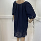 J Crew Dress Medium Navy Blue Linen Cotton Lightweight Womens Coastal Beachy