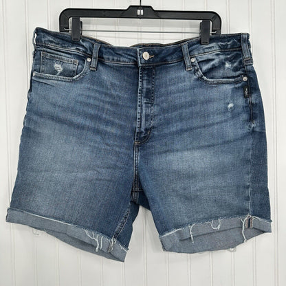 Silver Jean Shorts Womens 18 Sure Thing Long Short Blue Stretch Denim Bermuda