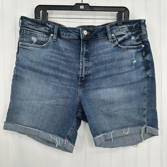 Silver Jean Shorts Womens 18 Sure Thing Long Short Blue Stretch Denim Bermuda