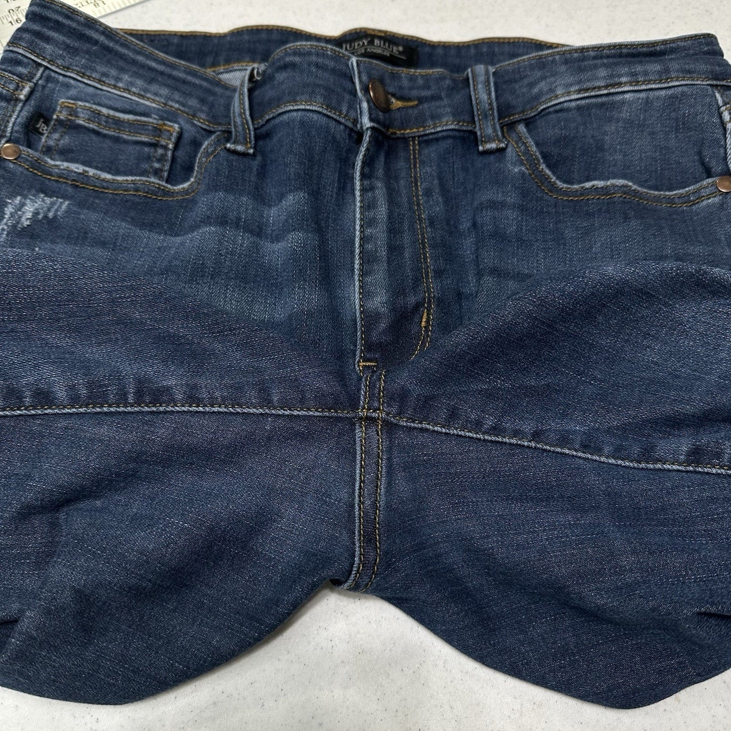 Judy Blue Jeans Womens 13 31 Relaxed Fit Blue Stretch Denim Dark Wash Distressed