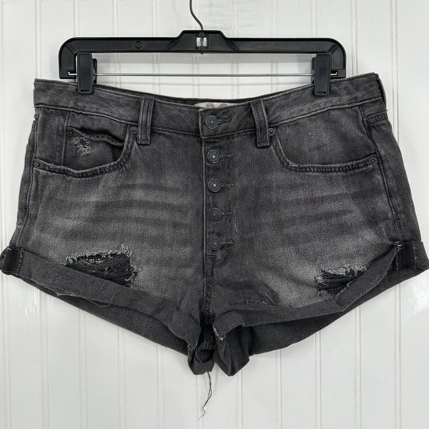 We The Free People Shorts Womens 30 Faded Black Denim Button Fly Anthropologie