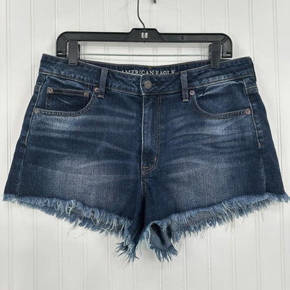 American Eagle Shorts 12 Vintage Hi Rise Festival Shortie Blue Denim Fringe Fray