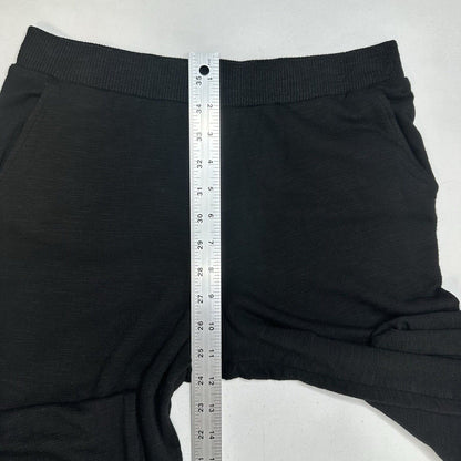 Monrow Pants Womens Small SuperSoft Straight Black Knit Pull On Split Hems Cozy