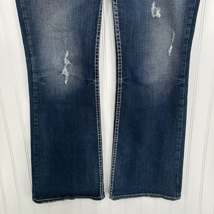 Silver Jeans Womens 30 Suki Boot Surplus Blue Bootcut Denim Western Gold Sequins