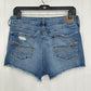 American Eagle Shorts 12 Hi Rise Shortie Stretch Blue Denim Distress Button Fly